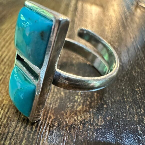 Boho Native American Turquoise Dream Sterling Silver Adjustable Ring, Gift Box - Picture 6 of 11